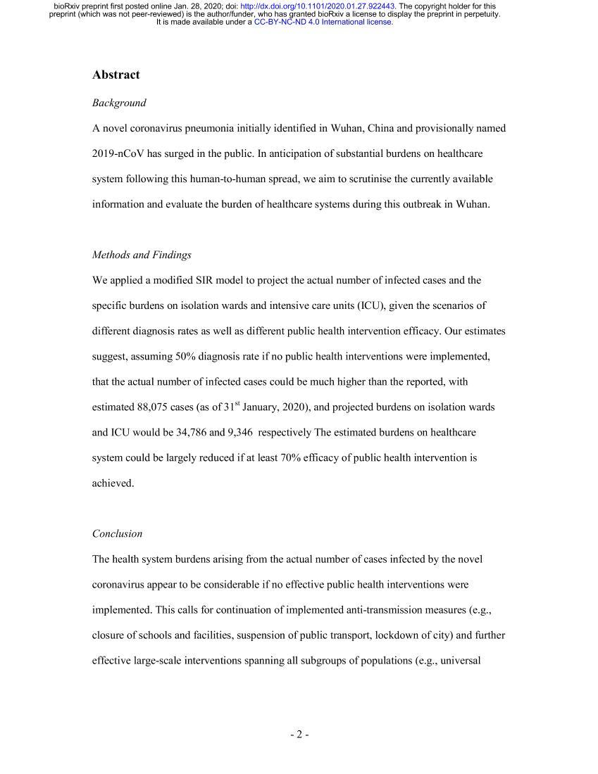 Breaking down of the healthcare system_Mathematical modelling for controlling the novel coronavirus 2019-nCoV2ҳ