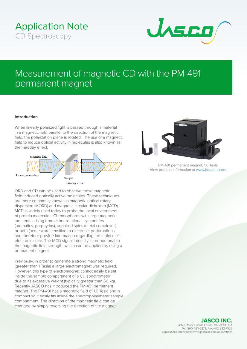 Measurement of magnetic CD with the PM-491 permanent magnet1ҳ