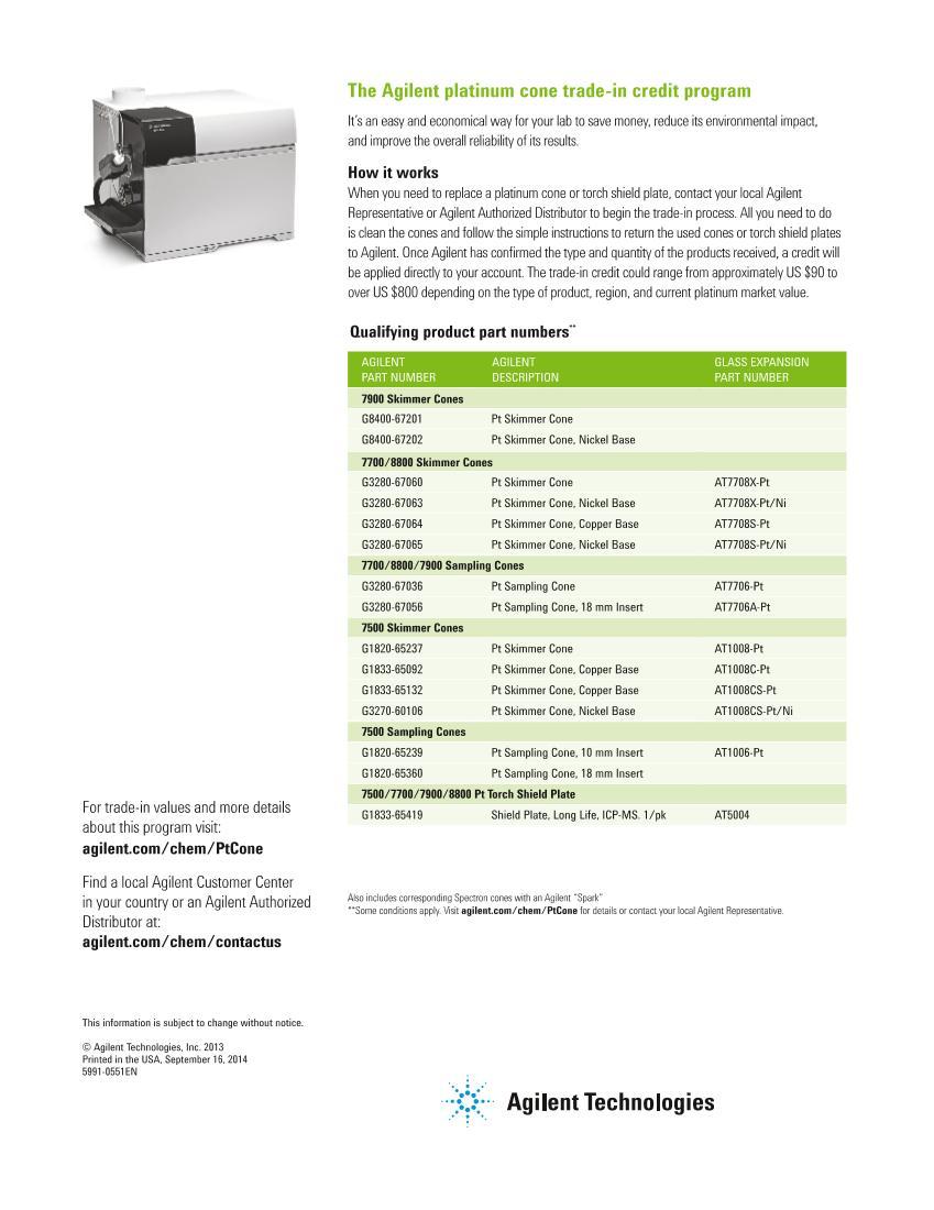 Agilent ICP-MS Platinum Cones C cut costs & go green by returning your used cones.pdf2ҳ