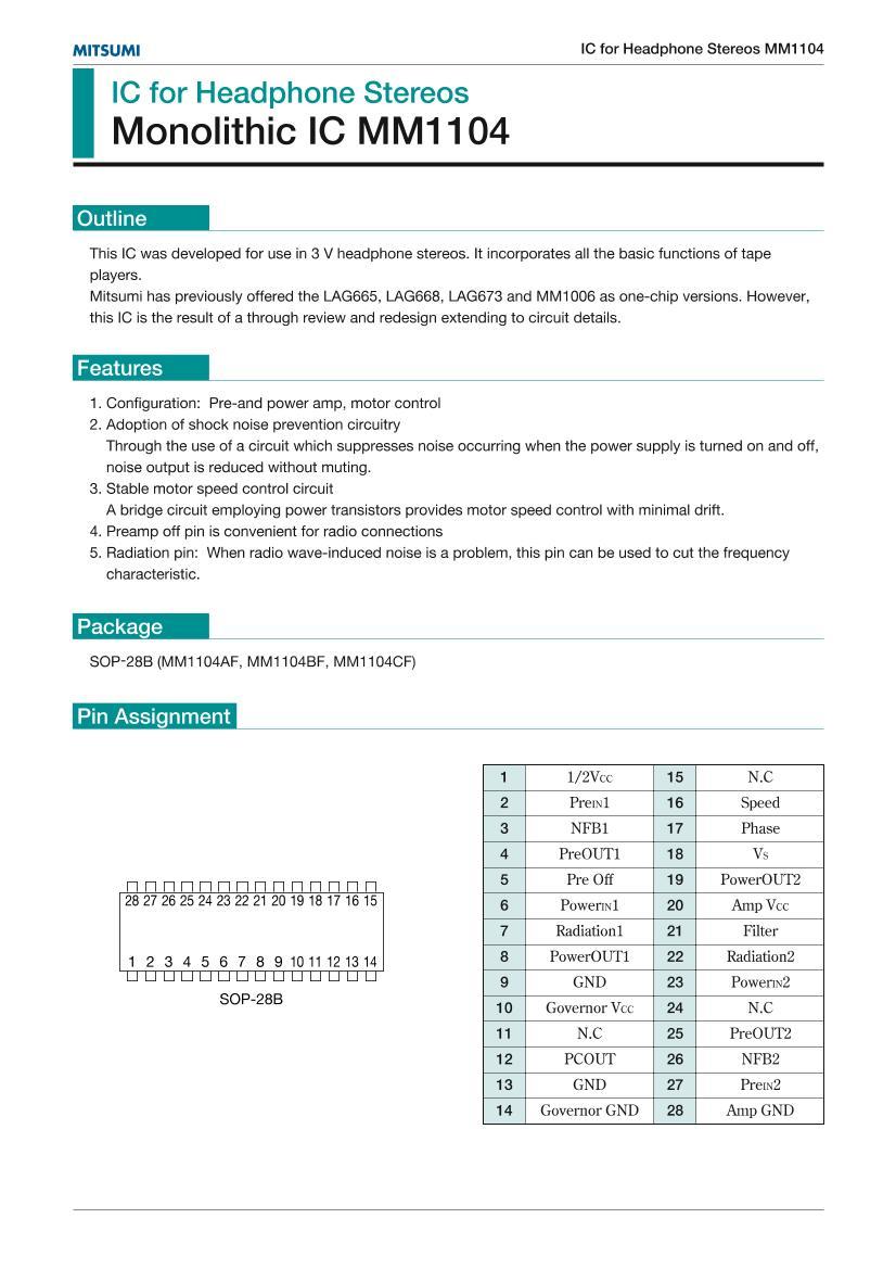 MM1104700mw  3V 2ͨ  ƵʷŴIC.PDF1ҳ