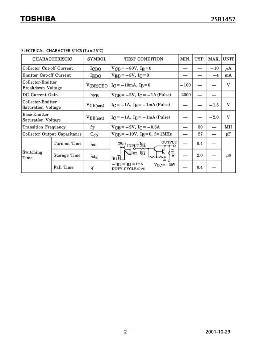 2SB1457֥  900mW  100V  PNPСܣ.PDF2ҳ