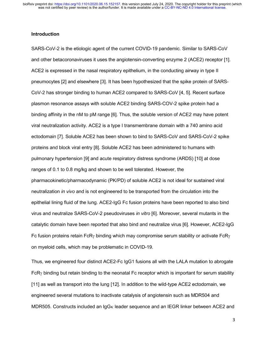 Novel ACE2-IgG1 fusions with improved in vitro and in vivo activity against SARS-CoV23ҳ