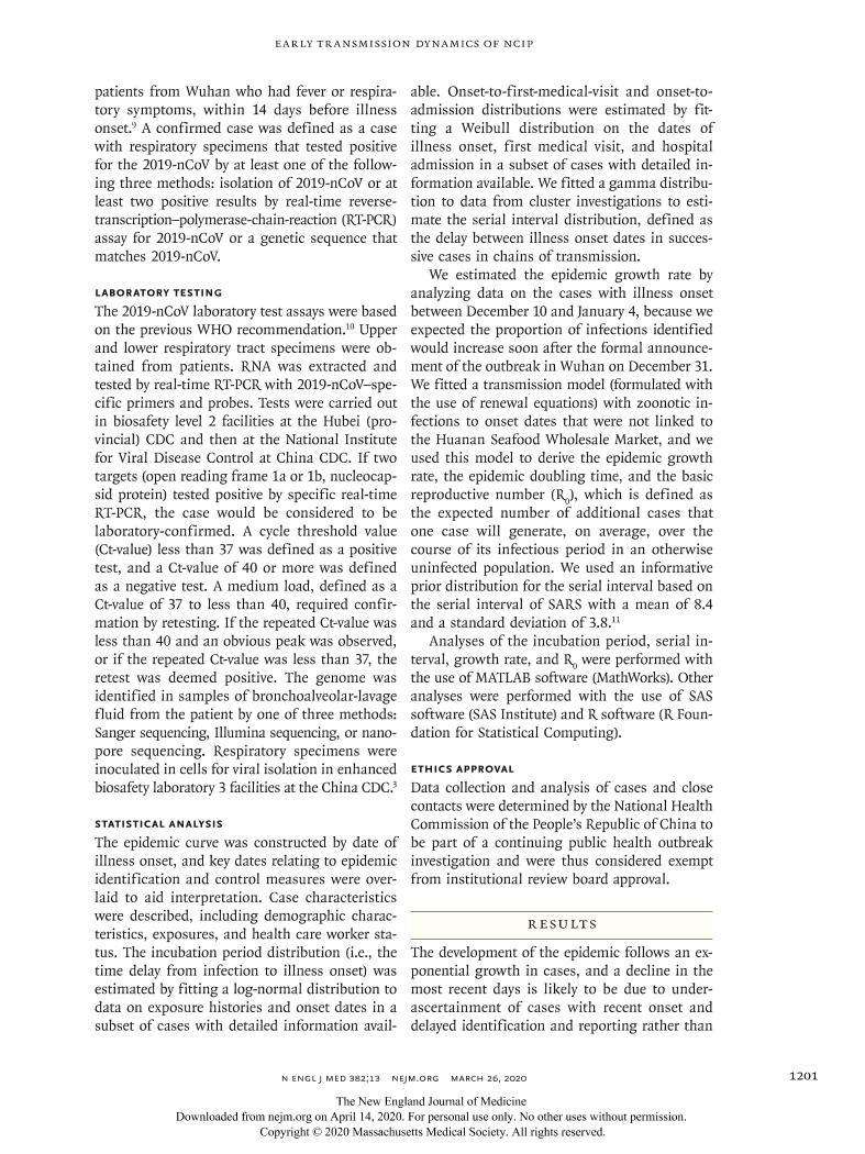 Early Transmission Dynamics in Wuhan, China, of Novel CoronavirusCInfected Pneumonia3ҳ