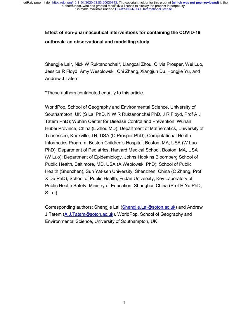 Effect of non-pharmaceutical interventions for containing the COVID-19 outbreak an observational and modelling study.pdf1ҳ