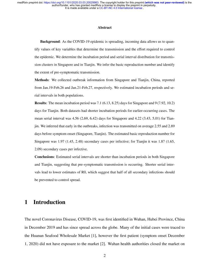 Transmission interval estimates suggest pre-symptomatic spread of COVID-192ҳ