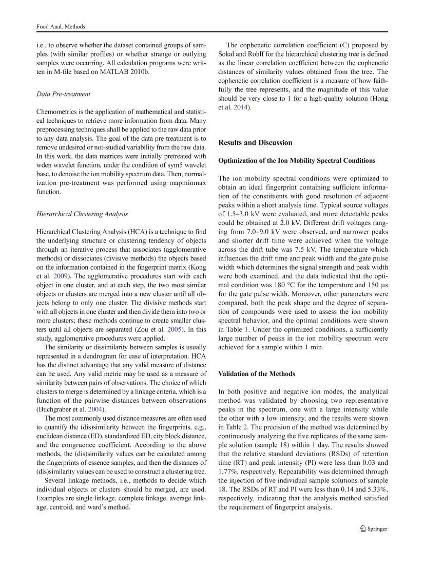 Data Fusion of ion Mobility Spectrometry Combined with Hierarchical Clustering Analysis for the Quality Assessment of Apple Essence3ҳ