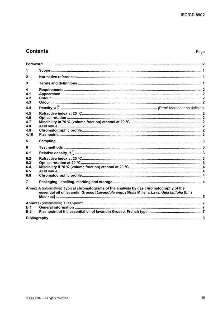 ISO TC 54 - ISO-CD 8902, 2007 ޹²(Lavandula angustifolia Mill. x Lavandula latifolia Medik.)3ҳ