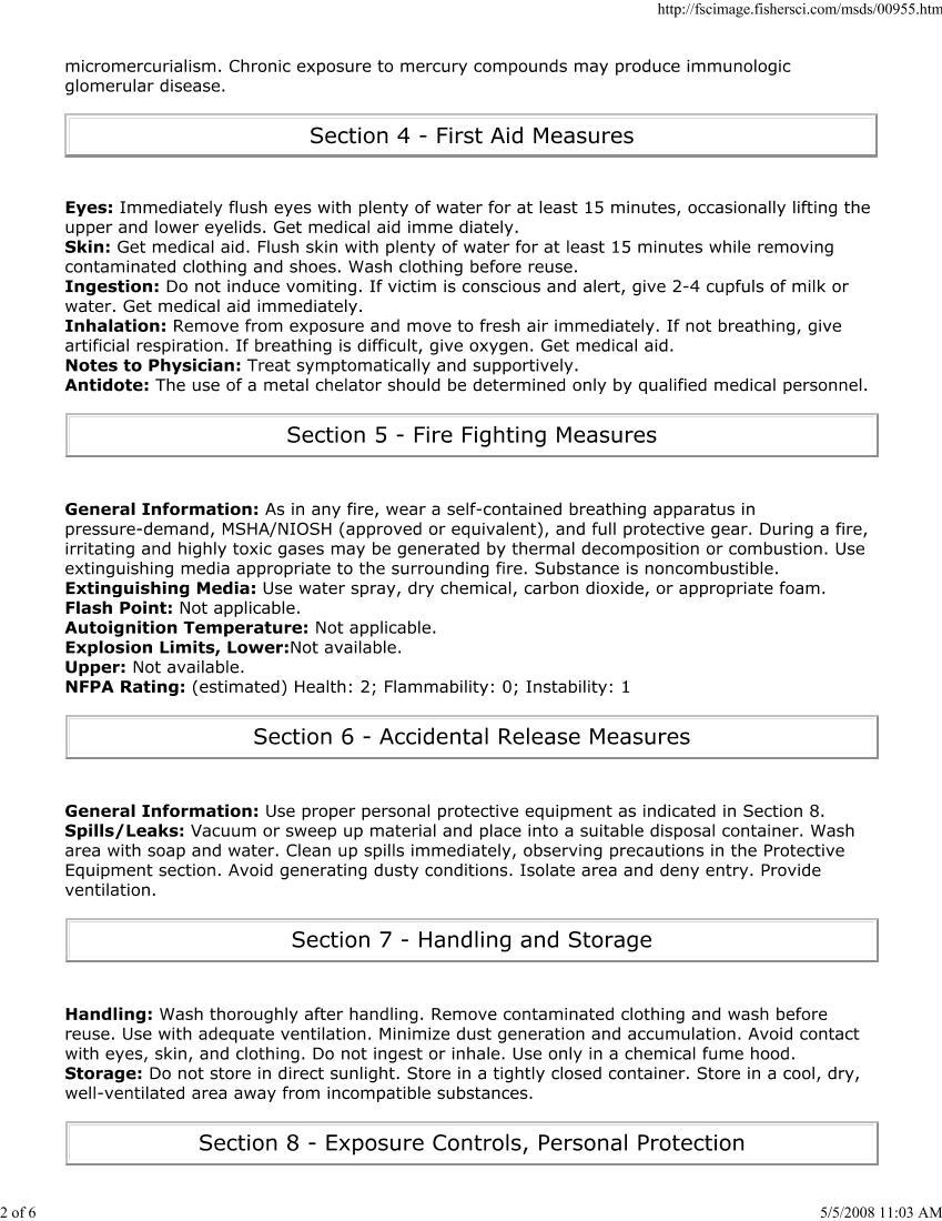 MSDS for Mercurous Chloride2ҳ