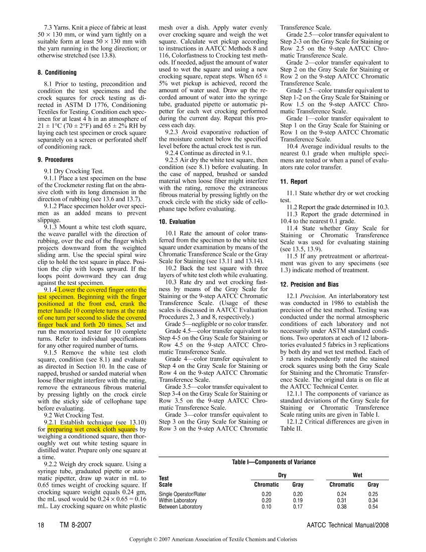 AATCC 8-2007 Colorfastness to Crocking: AATCC Crockmeter Method2ҳ