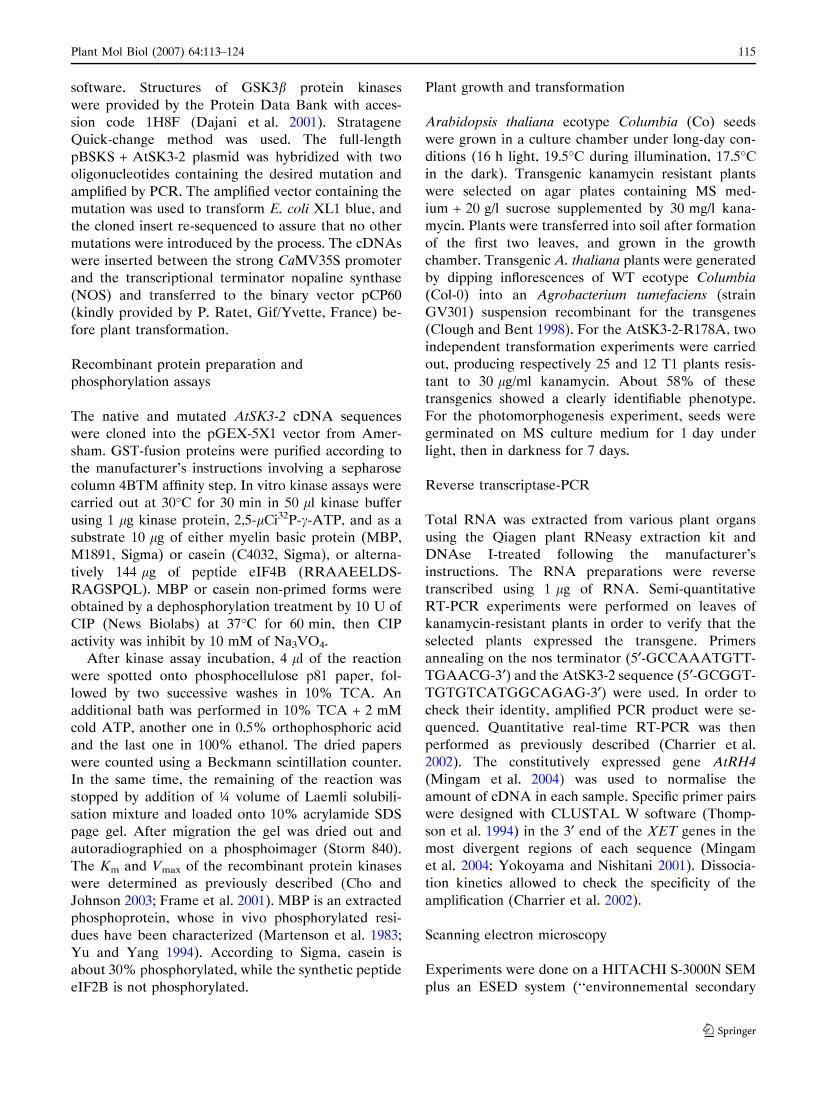 The Arabidopsis thaliana GSK3Shaggy like kinase AtSK3-2 modulates floral cell expansion3ҳ