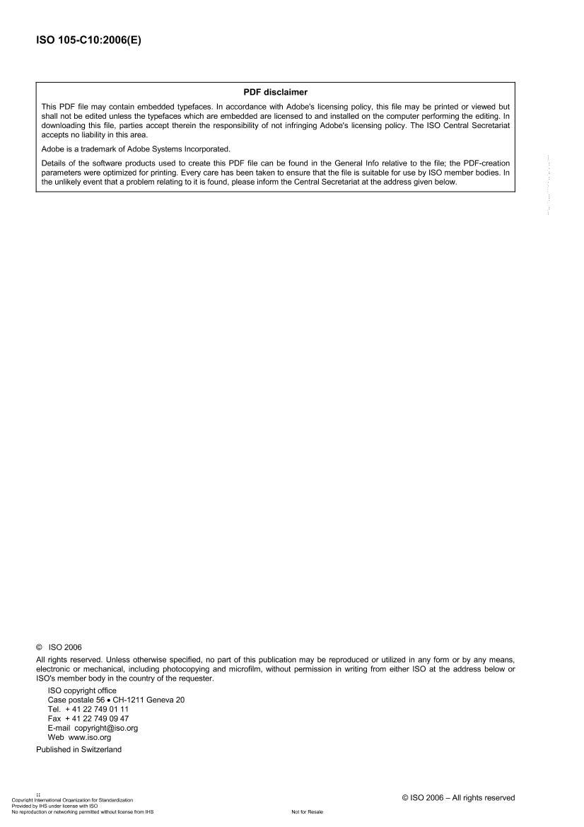 ISO 105-C102006 Textiles -- Tests for colour fastness -- Part C10Colour fastness to washing with soap or soap and soda2ҳ