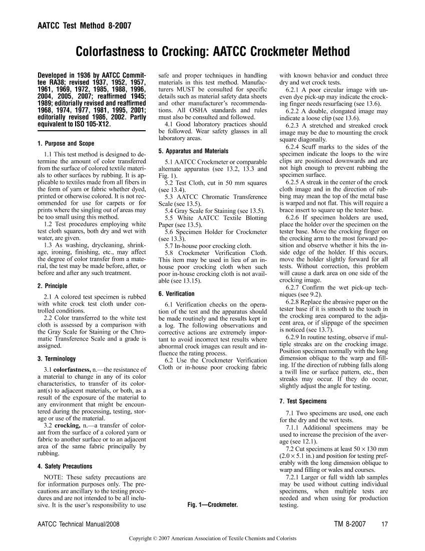 AATCC 8-2007 Colorfastness to Crocking: AATCC Crockmeter Method1ҳ