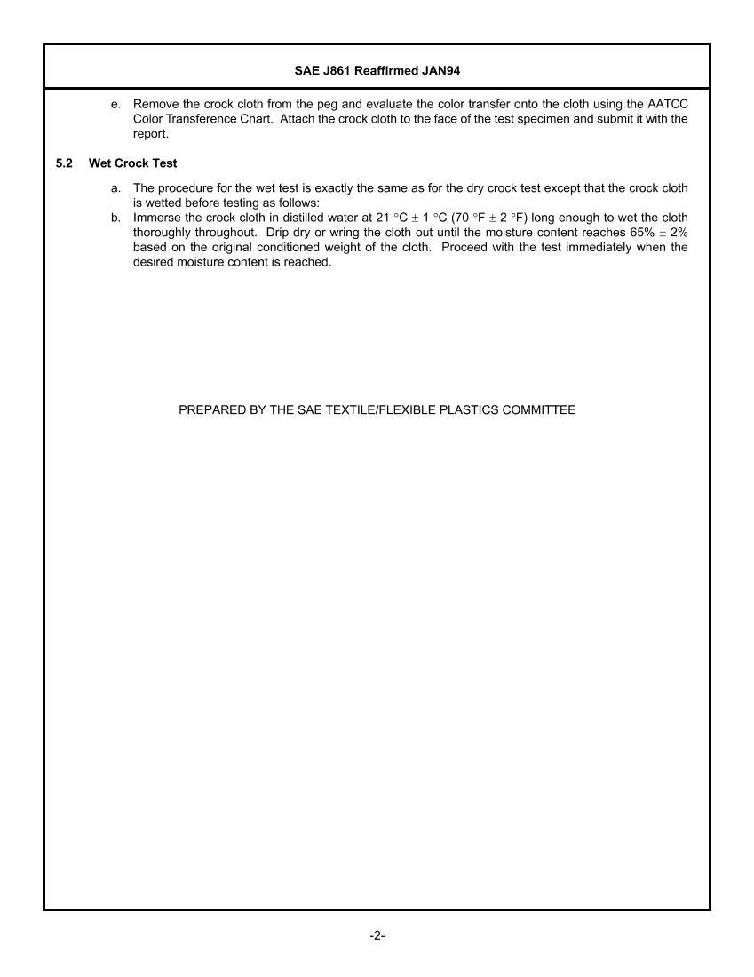 SAE J861 METHOD OF TESTING RESISTANCE TO CROCKING OF ORGANIC TRIM MATERIALS2ҳ