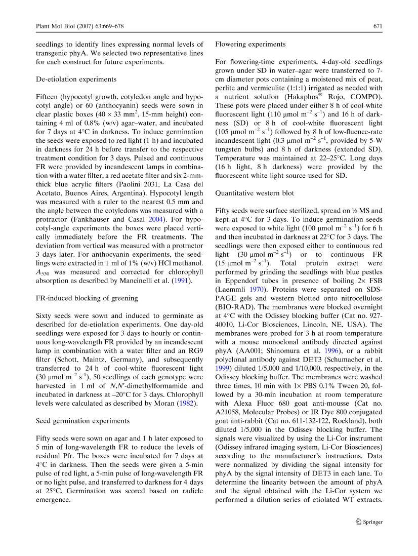 The serine-rich N-terminal region of Arabidopsis phytochrome A is required for protein stability3ҳ