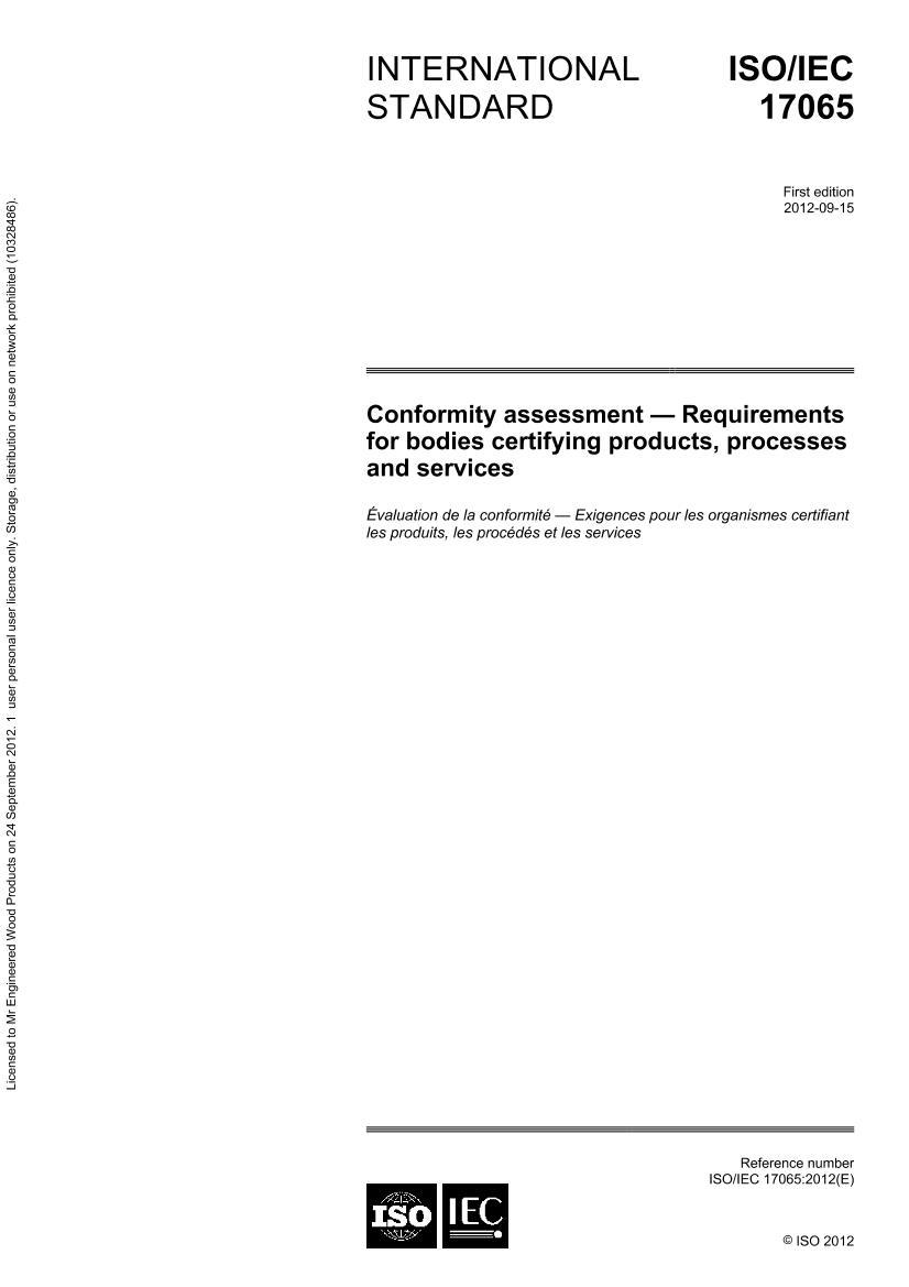 ISO IEC 17065 -2012 Conformity assessment – Requirements for bodies ...