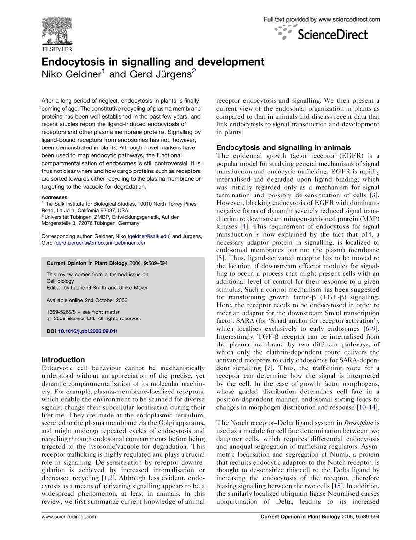 Endocytosis in signalling and development1ҳ