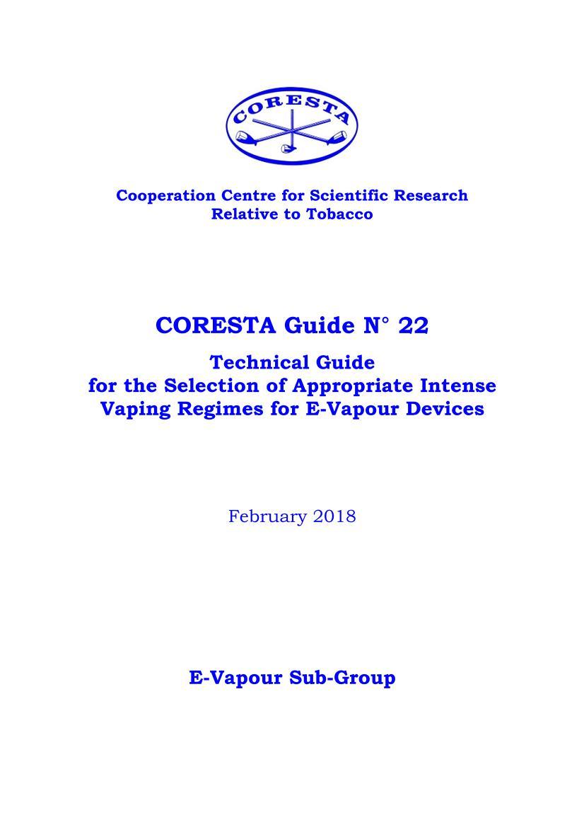 CORESTA指南N22 技术指南 对于选择合适的强度 电子蒸气设备的蒸发制度_免费下载_分析方法/应用文章_资料中心_仪器信息网