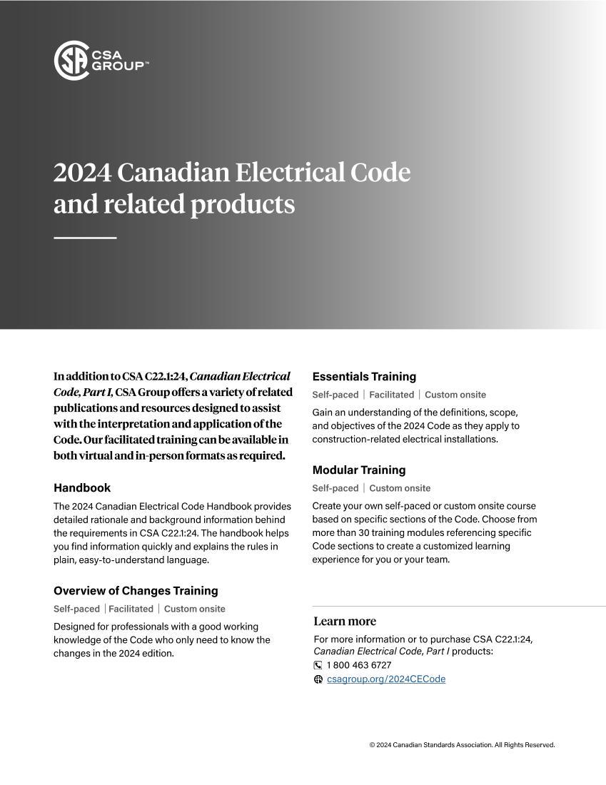 CSA C22.1-2024 Canadian Electrical Code, Part I:Safety Standard for ...