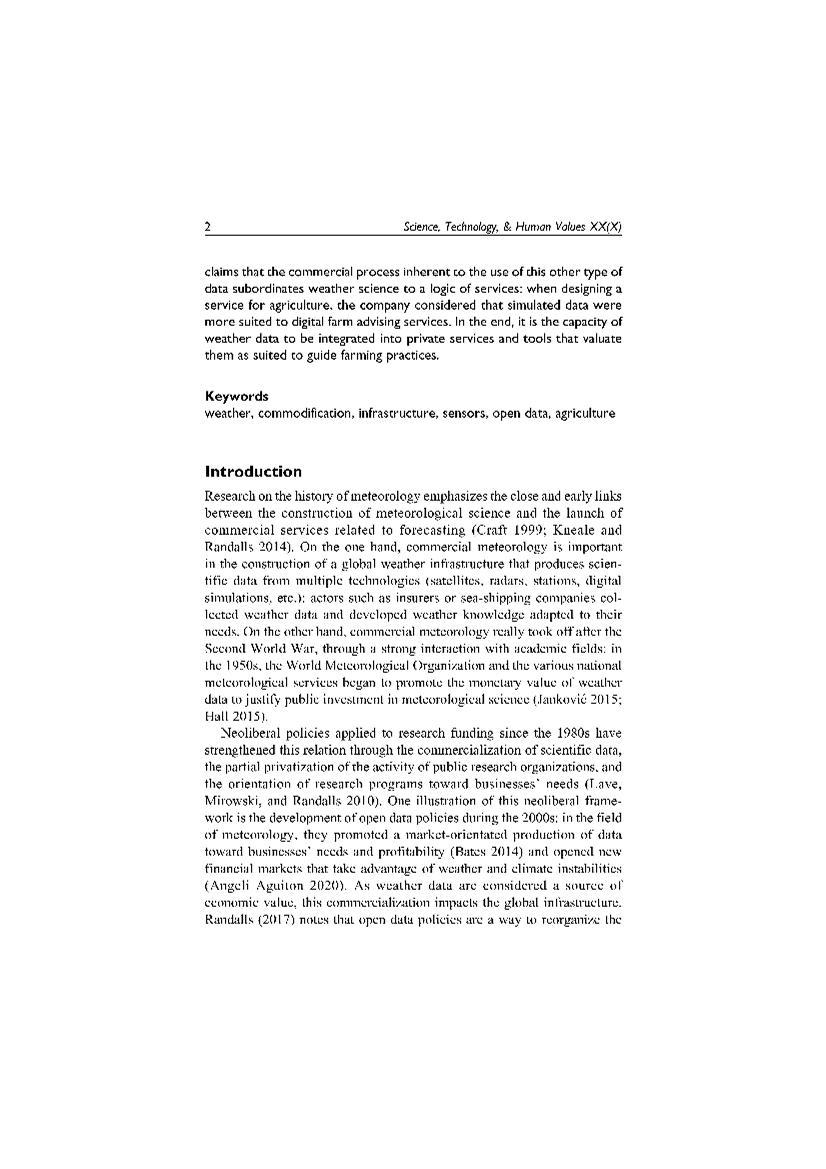 Commodifying a ��Good�� Weather Data_ Commercial Meteorology, Low-cost Stations, and the Global Scientific Infrastructure.pdf��2ҳ